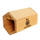 Three-quarter view of Cabana bee house showing cedar construction, open hexagonal front and CrownBees logo on white background
