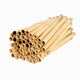 Angled view of a bundle of natural hollow reed tubes for bee houses showing open tube ends on white background