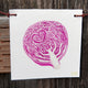 Front view of produce flag showcasing pink watercolor cabbage print on white UV protected canvas