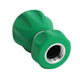 Green garden hose nozzle on a white background