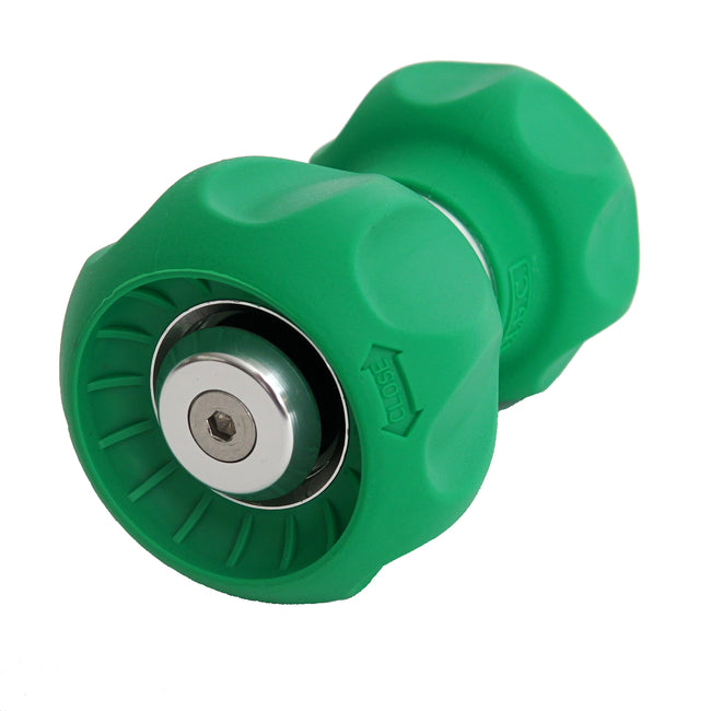 Green spray nozzle on a white background