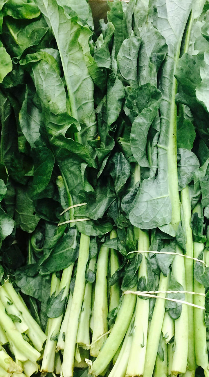 Bunch of fresh green collard green leaves