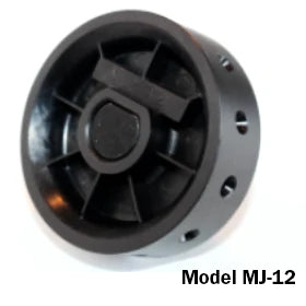 Top view of Jang seed roller model MJ-12 showing central hub, spokes, and perforated outer rim on white background