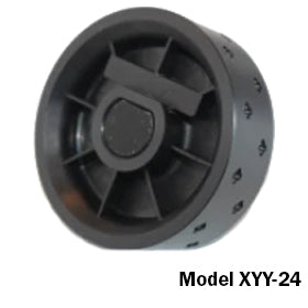 Three-quarter view of Jang Model XYY-24 24-cell seed roller showing seed pockets and central mounting hub on white background