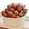 Close-up of Chocolate Sprinkles cherry tomatoes showing forest-green streaks over coppery-red skin on white background