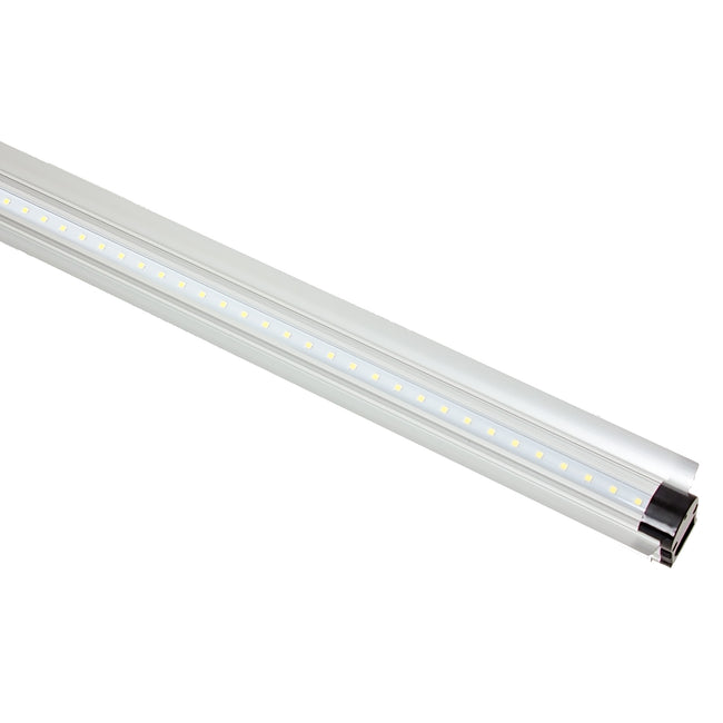 Angled view of SunBlaster 24-inch LED lamp showcasing LED strip and aluminum housing on white background