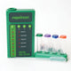 Front view of digital soil test kit showing handheld reader and color-coded test tubes on white background