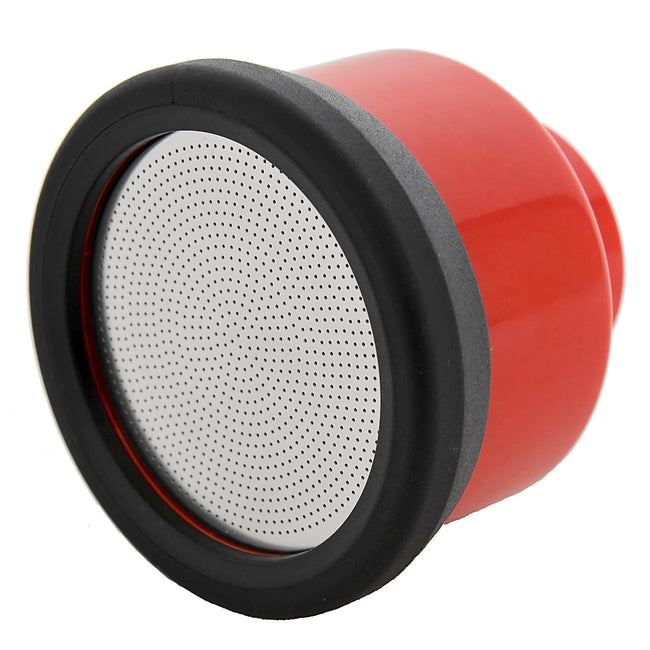 Angled view of 1000 Water Breaker nozzle showing perforated 2-inch face, black rubber rim and red body on white background