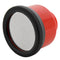 Angled view of 1000 Water Breaker nozzle showing perforated 2-inch face, black rubber rim and red body on white background